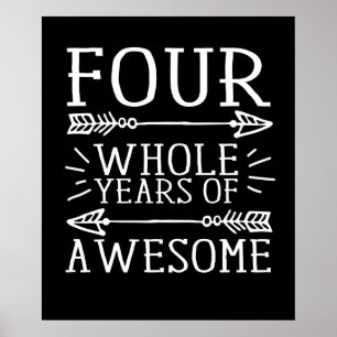 Poster Enfants Quatrième anniversaire garçon, 4 ans anniv