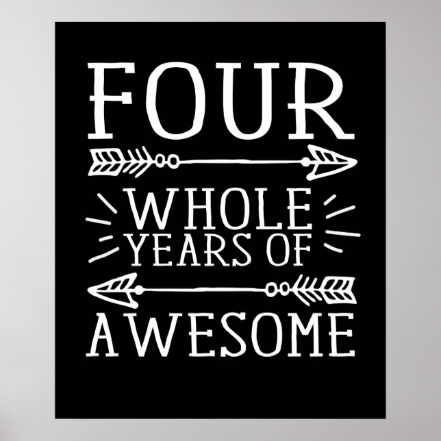 Poster Enfants Quatrième anniversaire garçon, 4 ans anniv (Devant)