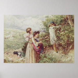 Poster Enfants ramassant des mûres, 19e siècle