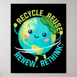 Poster Enfants Recycler Réutiliser Repenser Repenser Jour
