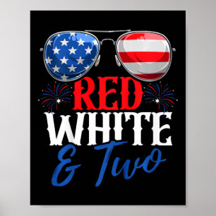 Poster Enfants Rouge Blanc Et Deux 4 juillet Anniversaire