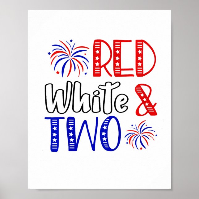 Poster Enfants Rouge Blanc Et Deux Anniversaires 4 juille (Devant)