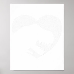 Poster Enfants Saint-Valentin T-rex Dinosaure Cœur Silhou