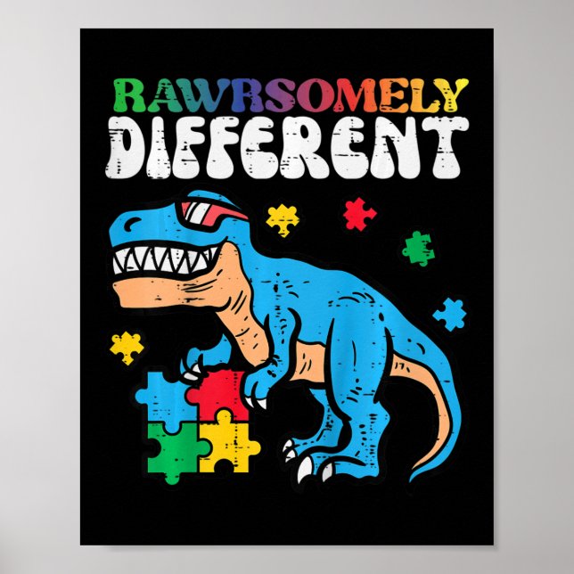 Poster Enfants Sensibilisation sur l'autisme Dino Rawrsom (Devant)