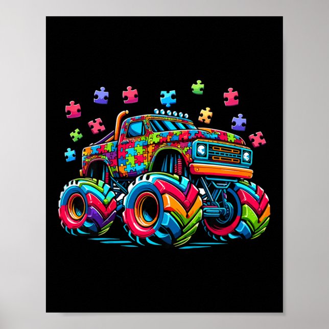 Poster Enfants Sensibilisation sur l'autisme Monster Truc (Devant)
