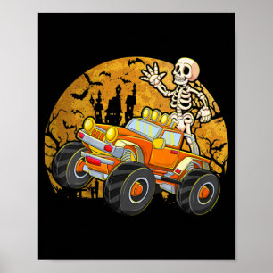 Poster Enfants Skeleton équitation Monster Camion Hallowe