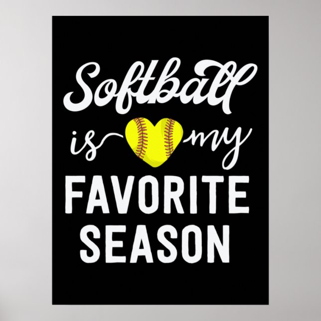 Poster Enfants Softball Girls Cadeau Softball Mon favori (Devant)