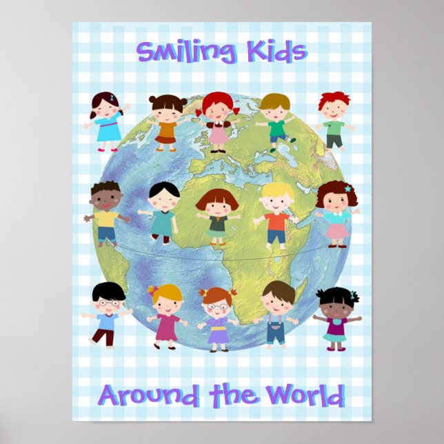 Poster Enfants souriants dans le monde (Devant)