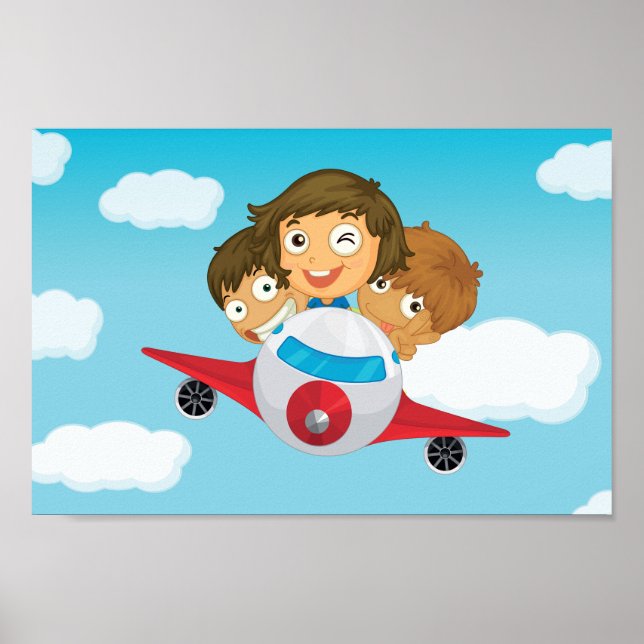 Poster Enfants Sur Un Avion (Devant)