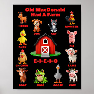 Poster Enfants Tout-petits Old Macdonald Avait Une Ferme