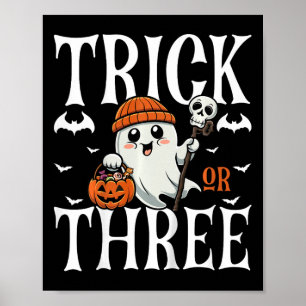 Poster Enfants Tricoter ou trois Halloween Citrouille Éff