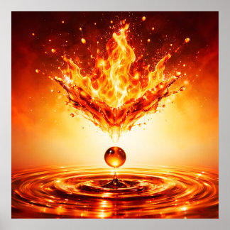 Poster Enfer Flamme Liquide Éclaboussure