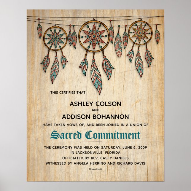 Poster "Engagement sacré" Boho Rustic WeddingCertificat (Devant)