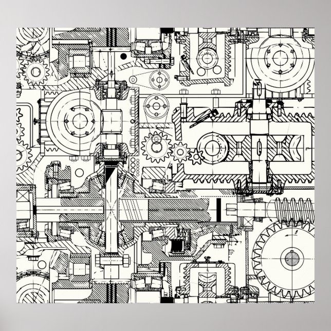 Poster Engins de ver : Machines Techniques Simples. (Devant)
