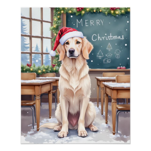 Poster English Setter Cozy Classroom Teacher Santa (Devant)