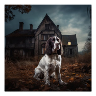 Poster English Springer Spaniel Halloween Épouvantable