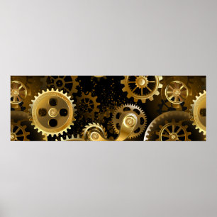 Poster Engrenages en laiton Steampunk sans soudure
