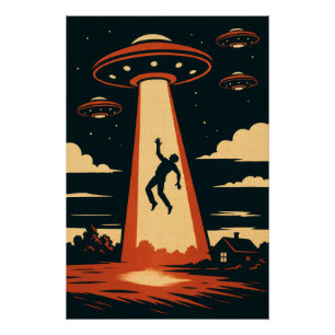 Poster Enlèvement d'Alien Pop Art