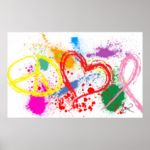 Poster "Énorme" Peace Love Hope Paint Splatter
