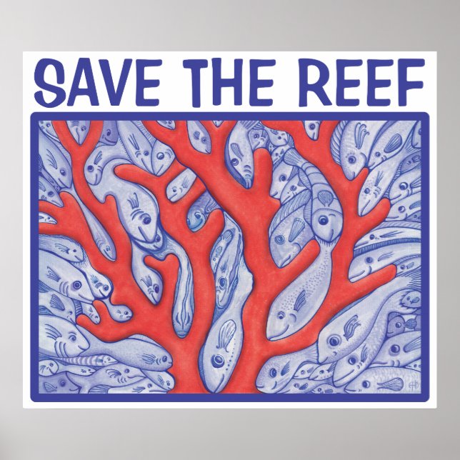 Poster Enregistrer l'affiche joyeuse du poisson de Reef (Devant)