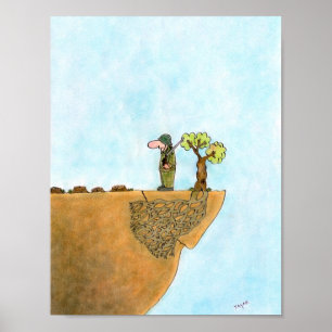 Poster Enregistrer le papier d'affiche du dessin des arbr