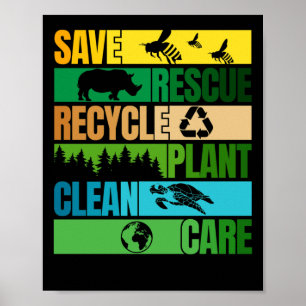 Poster Enregistrer Secourir les abeilles Animaux Recycler