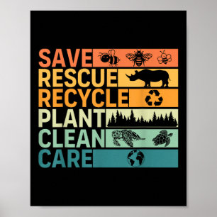 Poster Enregistrer Secourir Recycle Plante Nettoyage Jour