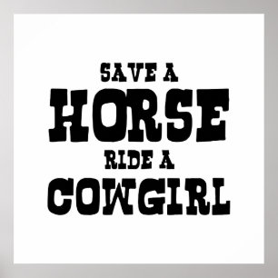POSTER ENREGISTRER UN CHEVAL UNE COWGIRL