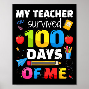 Poster Enseignant A Survécu 100 Jours De Moi Pour 100E Jo