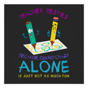 Poster Enseignant besties drôle Enseignant Unisex