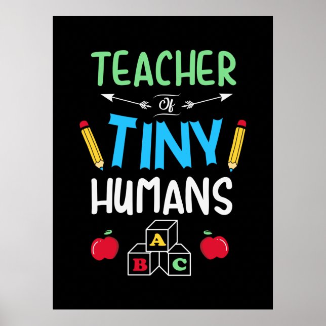 Poster Enseignant Cadeau enseignant minuscules humains (Devant)