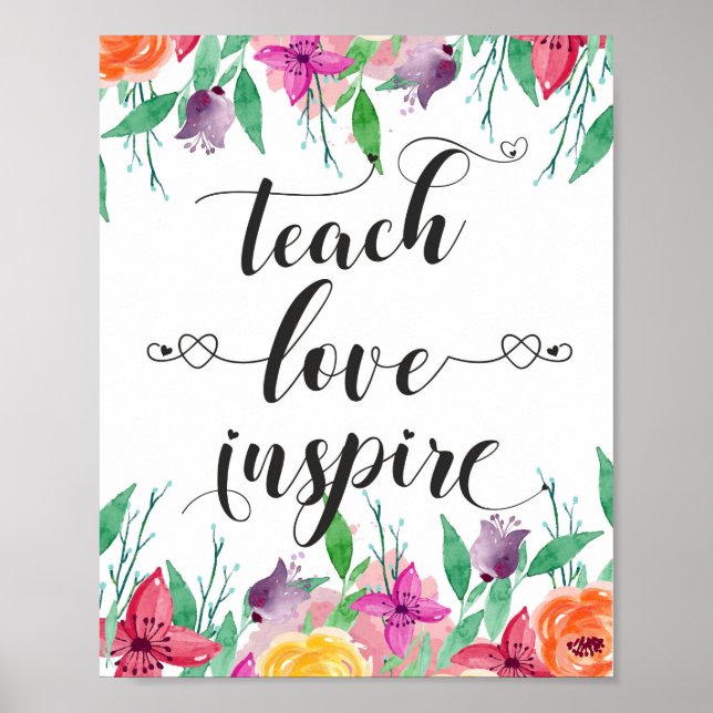 Poster Enseignant Cadeau Enseigner Amour Inspirer Citatio (Devant)