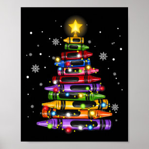 Poster Enseignant Crayon Christmas Tree Lights Ecole étud