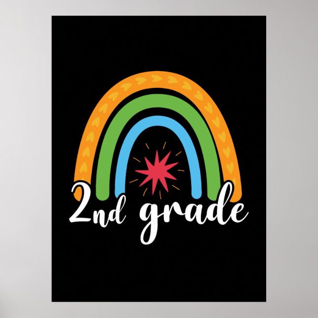 Poster Enseignant de 2e année 2e année Rainbow (Devant)