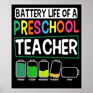 Poster Enseignant de maternelle Vie de batterie Préscolai