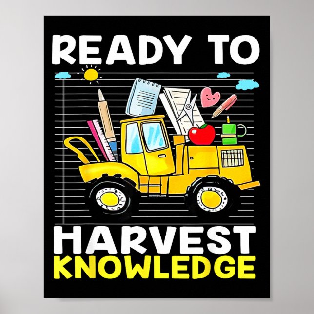 Poster Enseignant de rentrée scolaire tracteur agricole e (Devant)