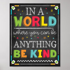 Poster Enseignant en classe Décor scolaire Be Kind Signer