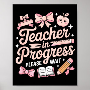Poster Enseignant en formation noeud papillon rose veuill