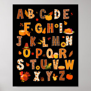 Poster Enseignant Enfants Alphabet Turquie Citrouille Aut