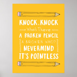 Poster Enseignant Knock Blagues crayon Puns Humour enfant