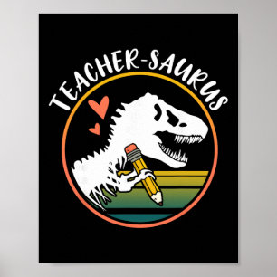 Poster Enseignant-saurus Drôle Dinosaure Enseignant Desig