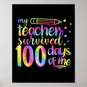 Poster Enseignant Survived 100 Jours de moi 100e jour éco