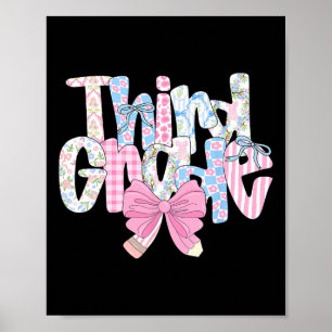 Poster Enseignante de troisième année Preppy Bleu Floral
