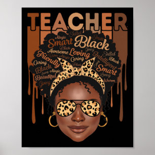 Poster Enseignante noire afro intelligente afro-américain