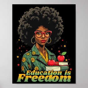 Poster Enseignante noire Afro Retro Mois de l'histoire no