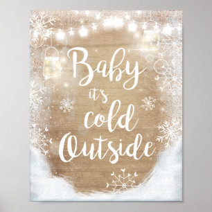 Poster Enseigne Bébé Il Fait Froid Dehors Décor d'Hiver R