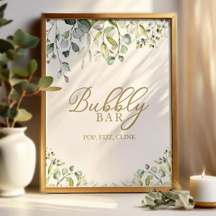 Poster Enseigne bulle de savon aquarelle verdure bar pop 