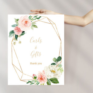 Poster Enseigne Cartes et Cadeaux Géométriques Vert et Or