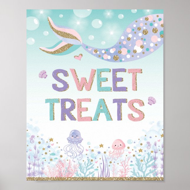 Poster Enseigne de bar à bonbons Sirène des Traités Sucré (Devant)