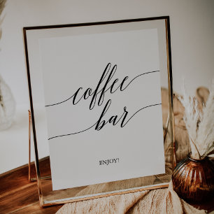 Poster Enseigne de bar à café en calligraphie noire éléga
